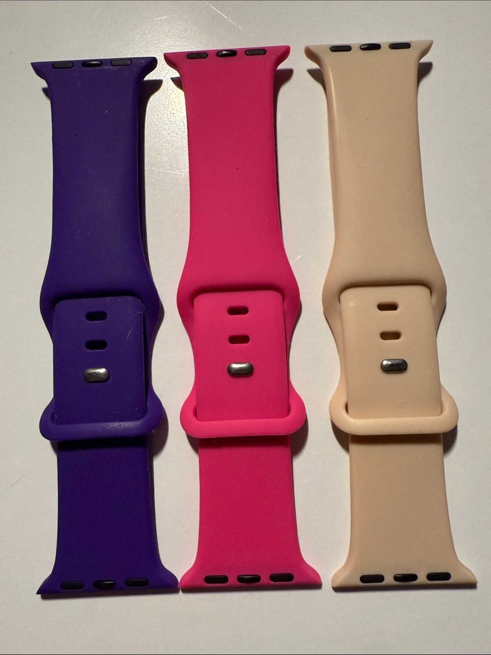 Silicone Smartwatch Bands (Purple, Pink, Beige)